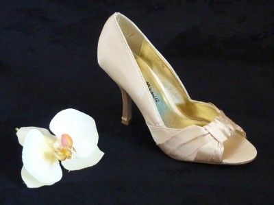 Peep Toe Bridal Shoes White Pink Champagne Gold Taupe