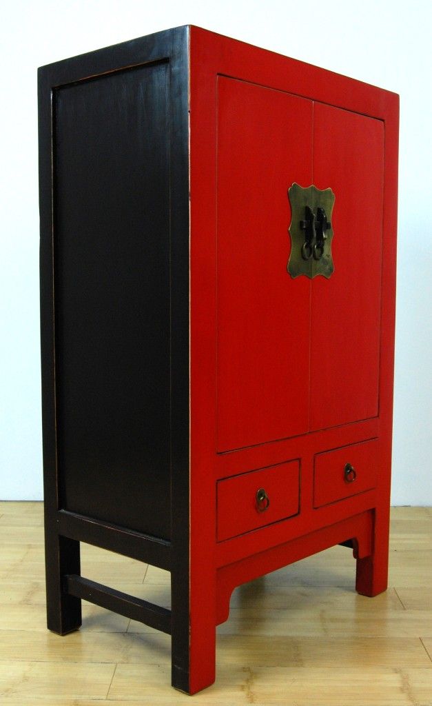 Ming Style Red Black Cabinet Chest Dresser Stand 39