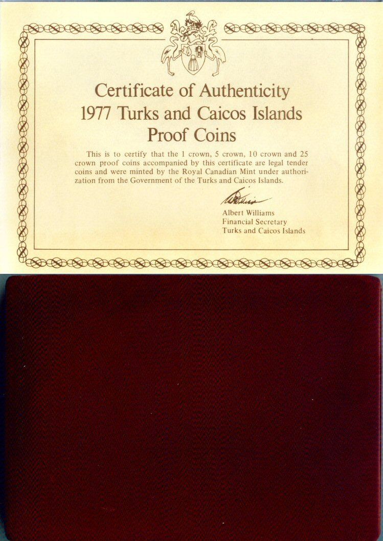 1977 Gold Silver Turks Caicos Islands 4 Coin Proof Set