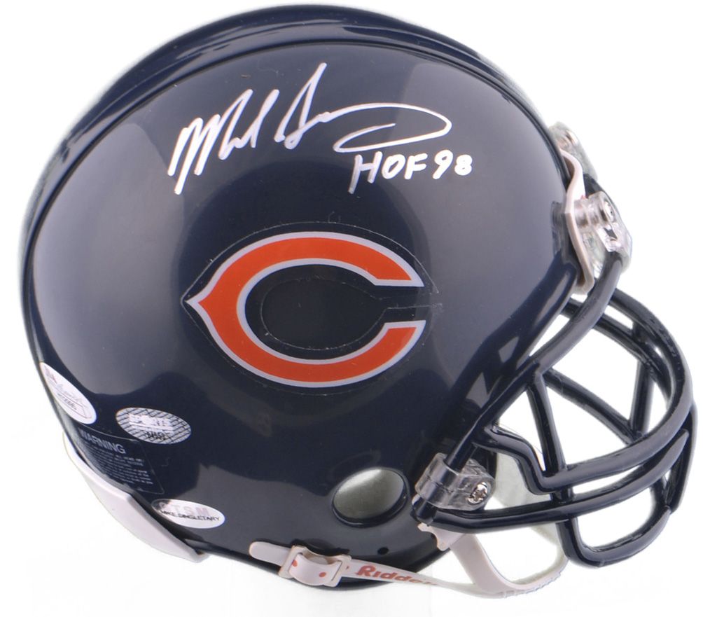 Mike Singletary Signed Chicago Bears Mini Helmet w/ HOF 98   JSA