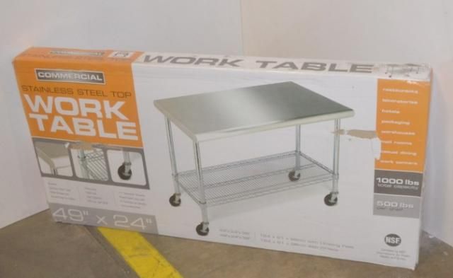 18308W Heavy Duty Stainless Steel 49 x 24 Work Table w Wheels