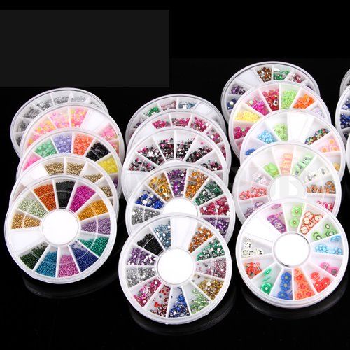 20 Wheels Mixed Nail Art DIY Fimo Glitter Rhinestone