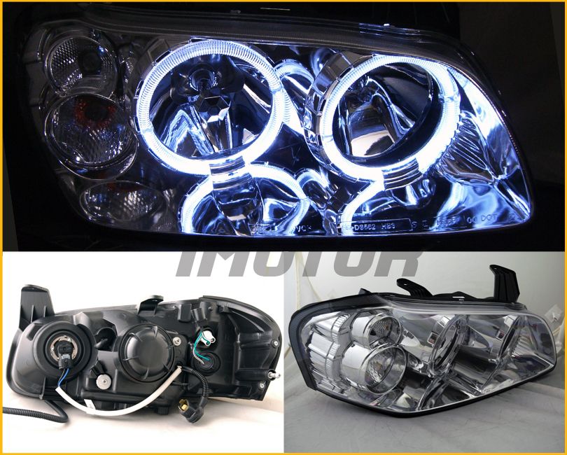 02 03 Nissan Maxima Crystal Angel Eye Twin Dual Halo Headlights Head