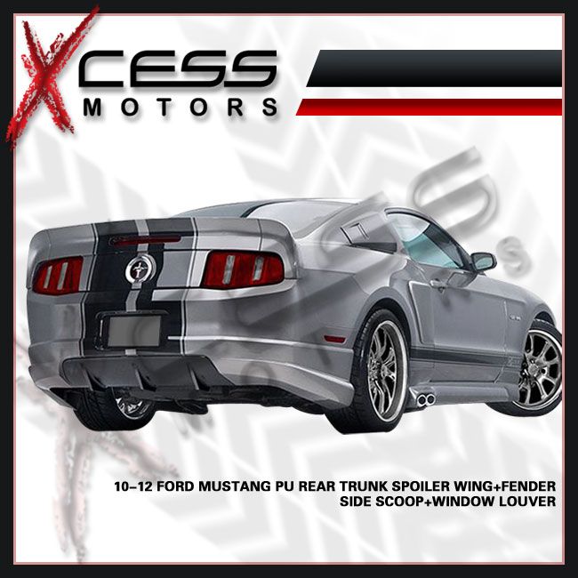 10 12 Ford Mustang PU Rear Trunk Spoiler Wing Fender Side Scoop Window