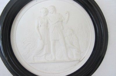 4x 19thC FRAMED ROYAL COPENHAGEN PARIAN / PORCELAIN CLASSICAL WALL