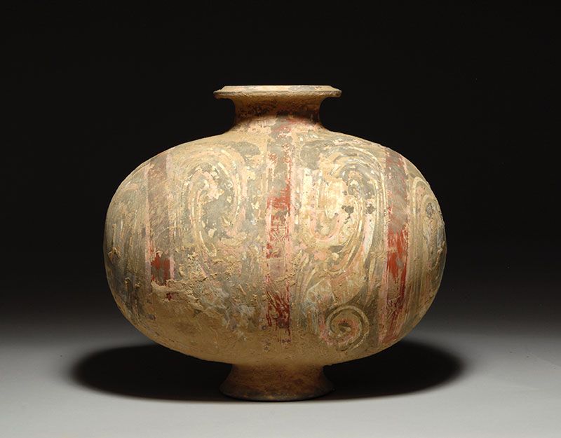 Ancient Chinese Han Dynasty Antique Terracotta Cocoon Jar 200 B C