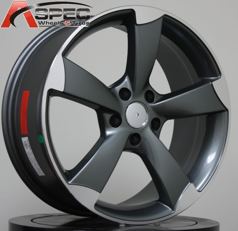 18X8 AUDI RS3 STYLE 5X112 +45 GUN METAL MACHINED FACE WHEEL RIM FIT