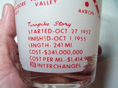 Vtg Ohio Souvenir ABC Motels Turnpike Glass 1952 1955