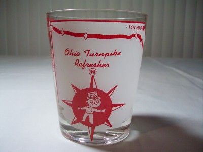 Vtg Ohio Souvenir ABC Motels Turnpike Glass 1952 1955