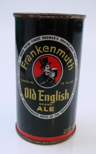 Frankenmuth Old English Ale Red Oval Flat Top Beer Can Mich MI RARE 12