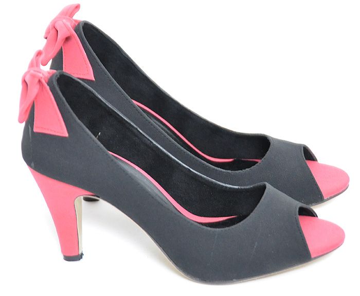 FIFTIES Bow SCHLEIFEN Peep Toes High Heels Rockabilly