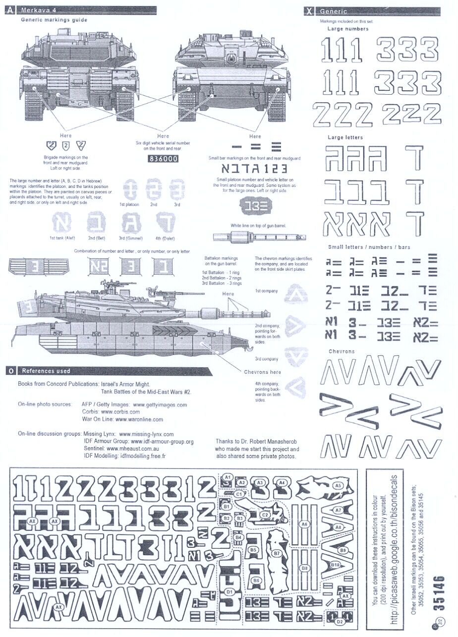 Bison Decals 1/35 MERKAVA 4 Israel Tank Part 2