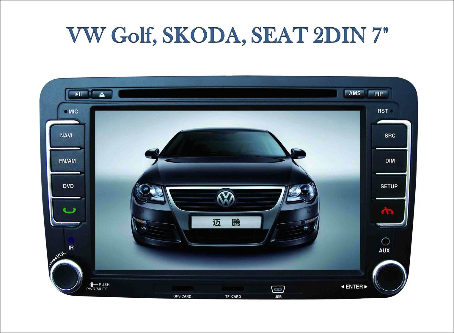 DIN Autoradio VW Golf, SKODA, SEAT   7 LCD TFT Monitor   GPS, DVB T