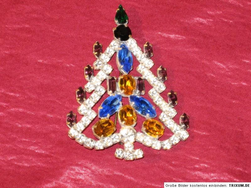 Schöner Gablonzer Christbaumschmuck/ Brosche aus Strass