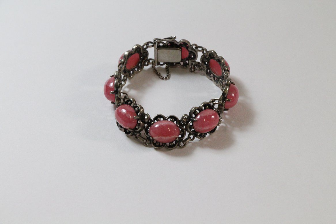 Armband 835er Silber mit Rosenquarz gemarkt KB