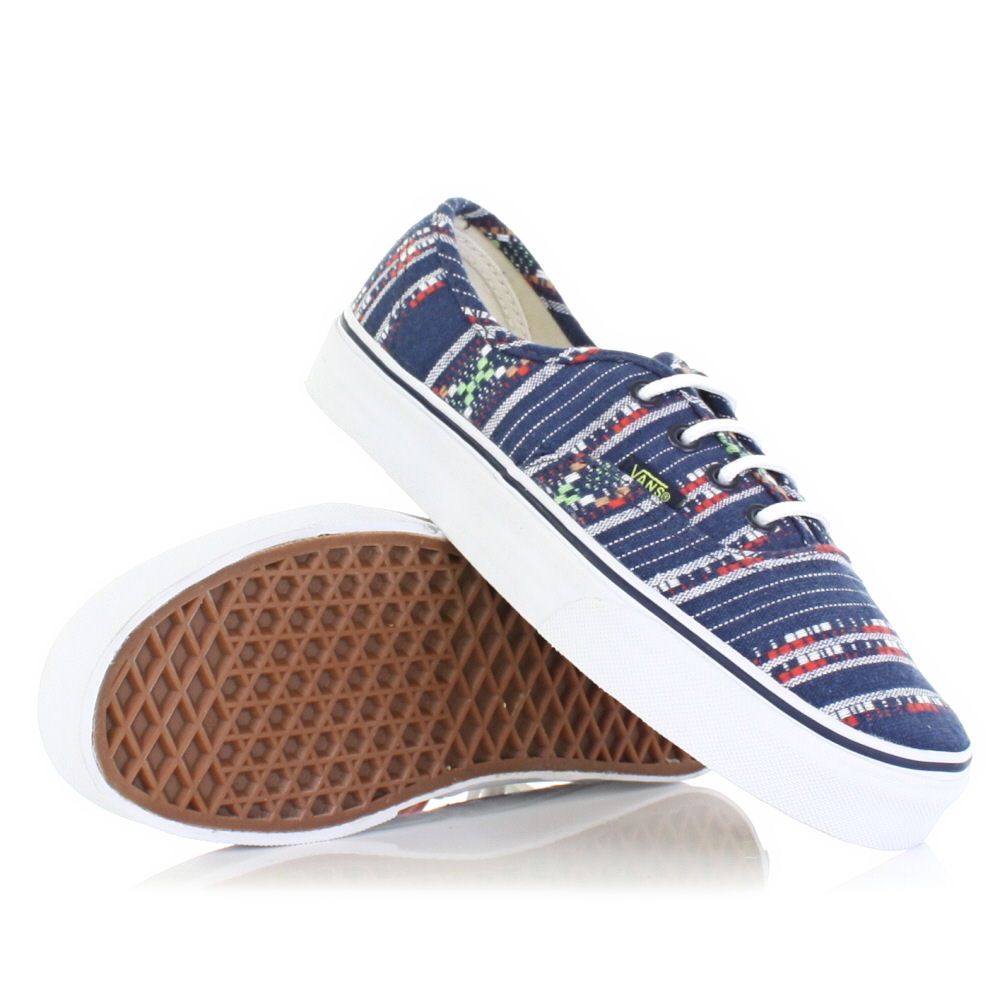 Damen Vans Authentic Turnschuhe Blau Gestreift Aztekenmuster