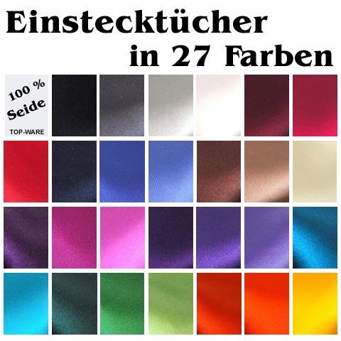 schönes gewebtes Einstecktuch, 27 uni Farben 100% Seide