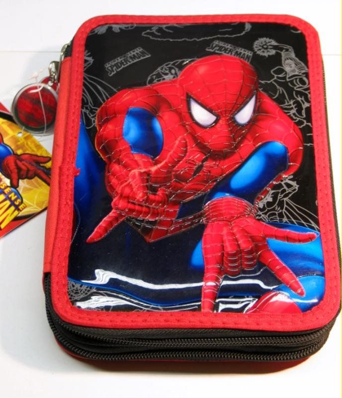 SPIDERMAN DOPPEL FEDERMAPPE FEDERTASCHE ETUI 34tlg NEU