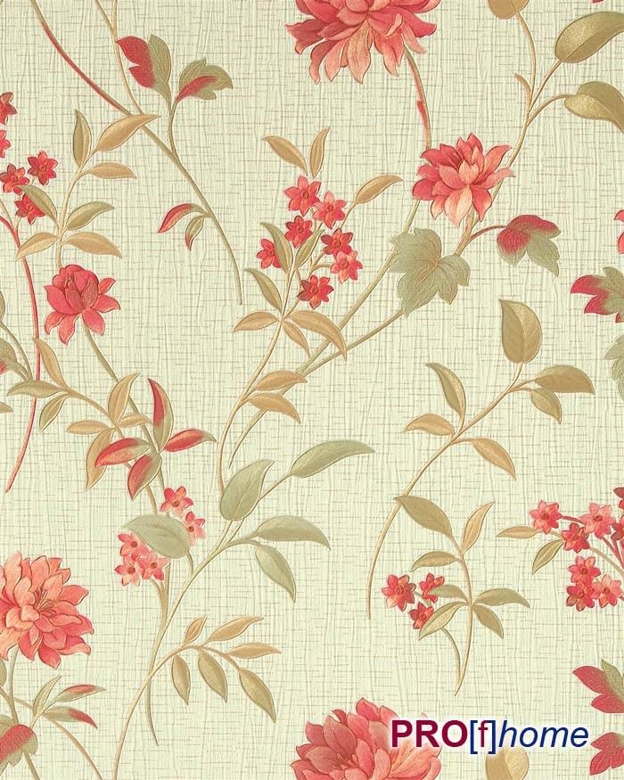 Deluxe Asia Blumen Tapete beige rot gold 751 34 EDEM