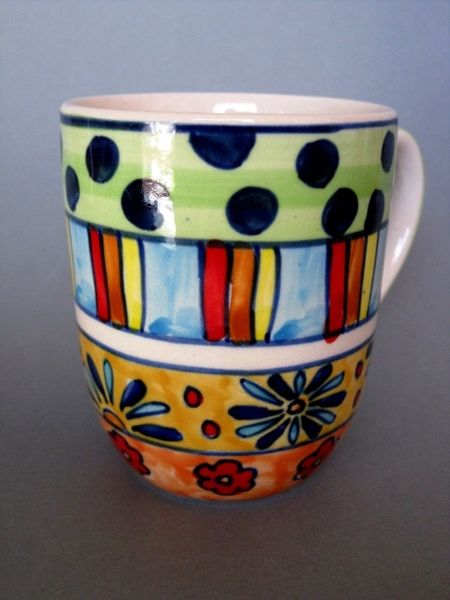 Kaffeebecher Kaffeetasse bunt handbemalt