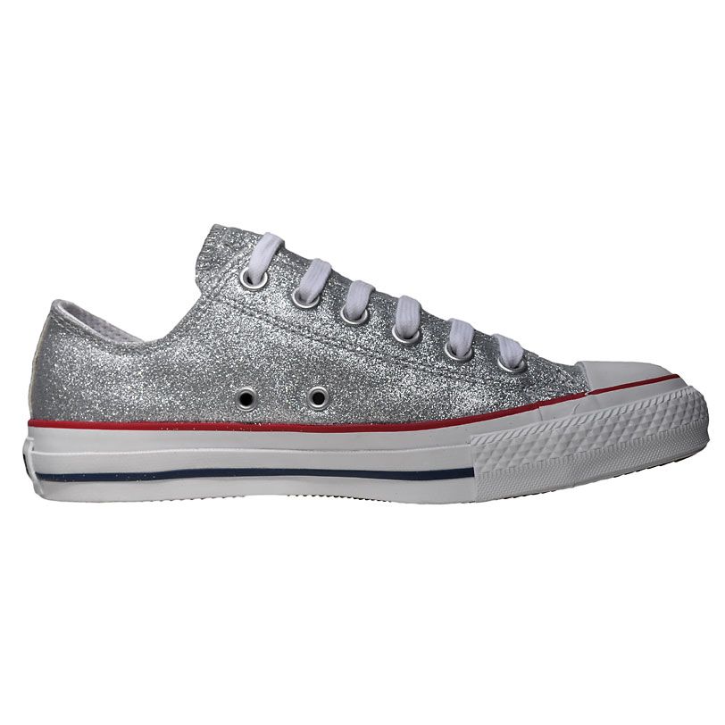 CONVERSE SCHUHE ALL STAR CHUCKS UK 4,5 EU 37 SILBER GLITZER OX FLACH