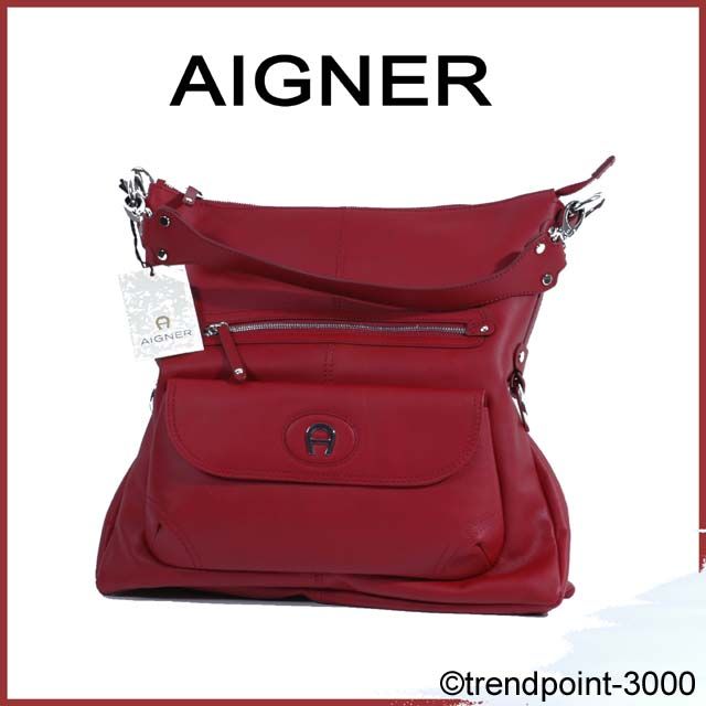 AIGNER TASCHE SCHULTERTASCHE UMHÄNGEASCHE KALBS GLATTLEDER ROT