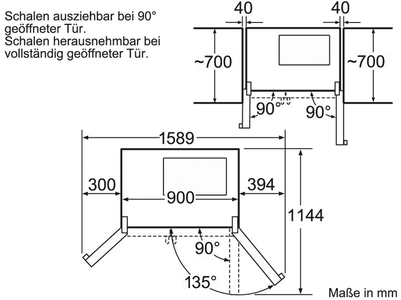 SIEMENS KA 60 NA 45 Side by Side KÜHL GEFRIER KOMBINATION A+ 531l