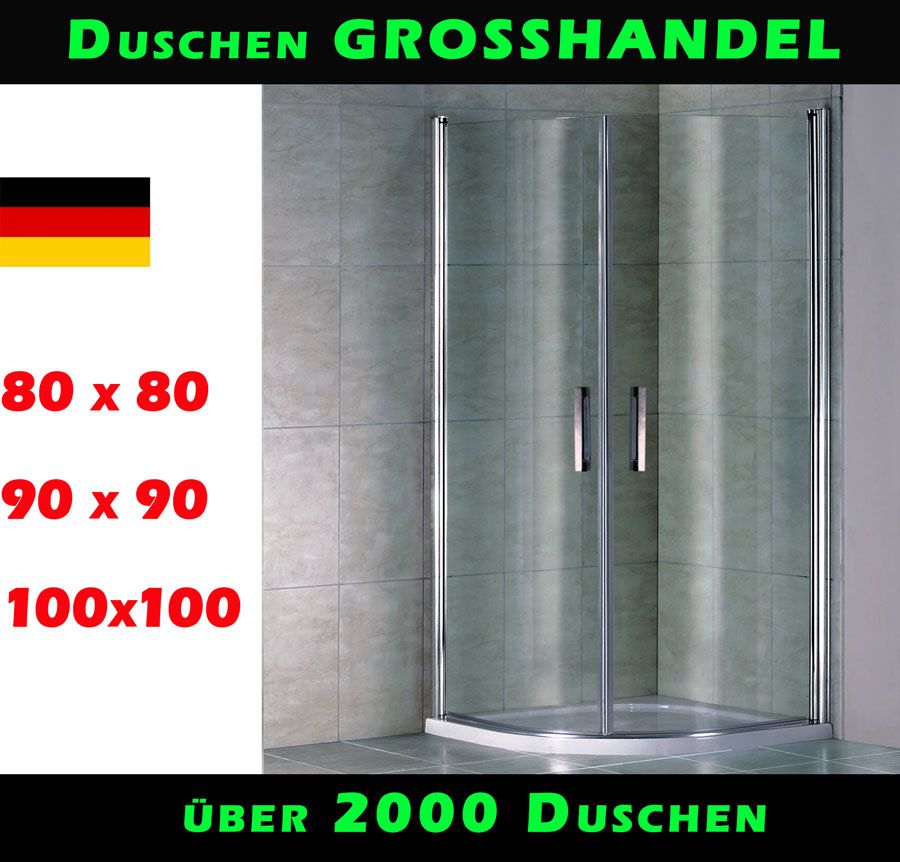 Viertelkreis Duschkabine Duschabtrennung Runddusche 80x80, 90x90