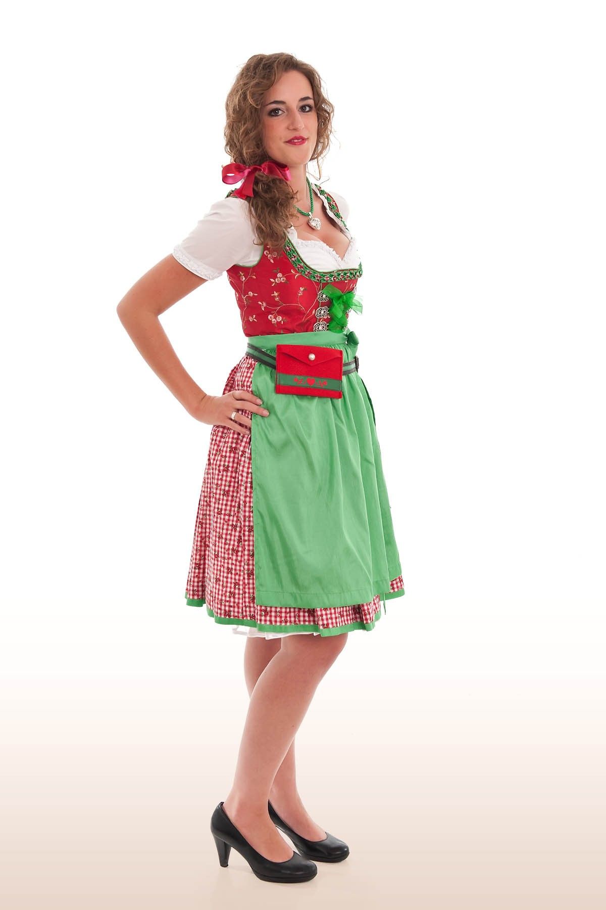 Hübsches Midi Dirndl Elisa rot Marjo Trachten 34 36 38 40 42