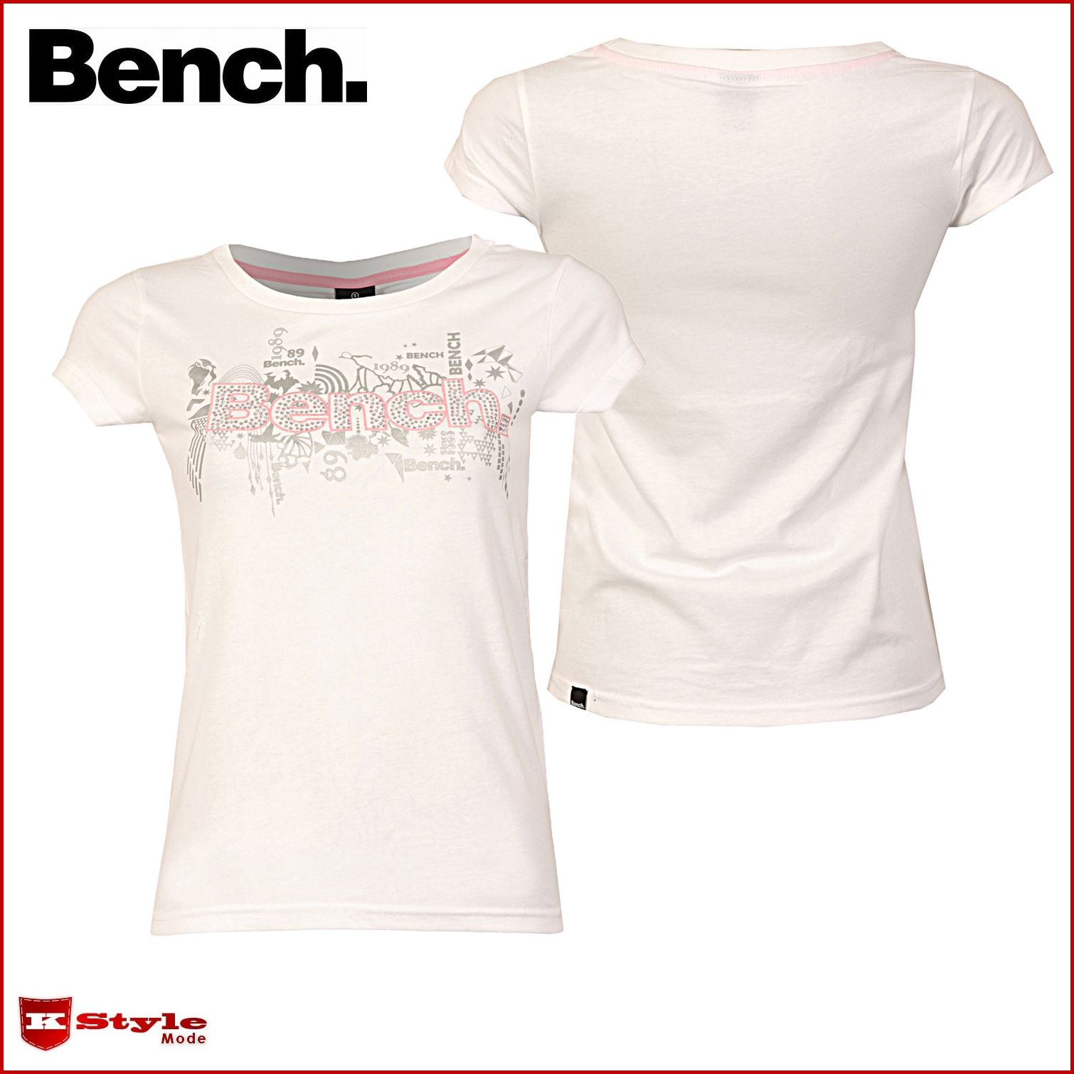 BENCH Damen T Shirt in verschiedenen Größen weiß für nur 27,99 EUR