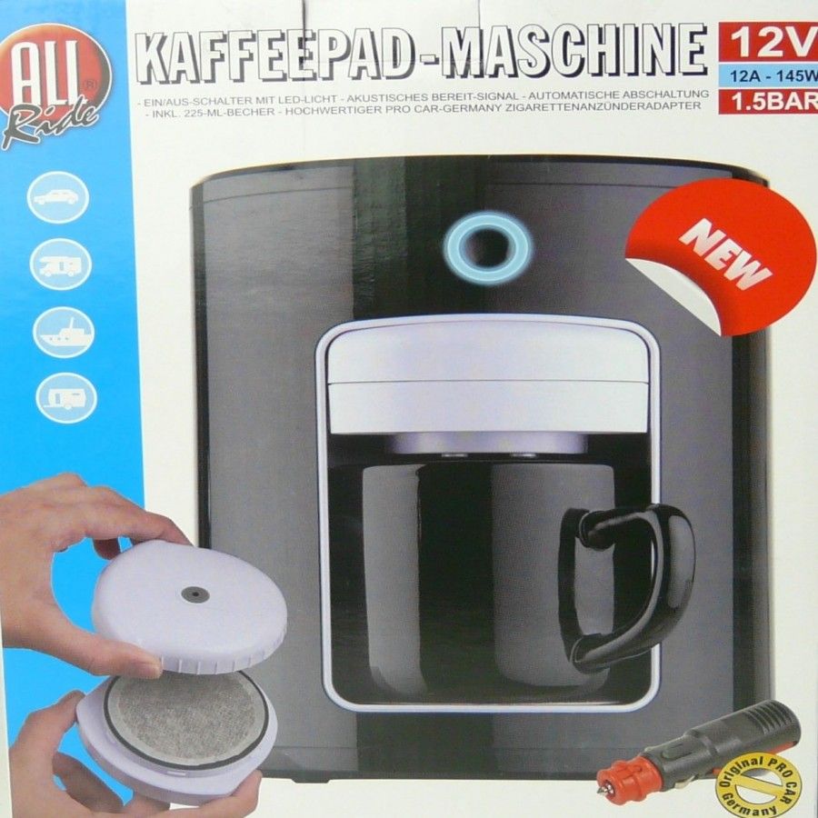 Kaffeemaschine 12V PKW Kaffeepadmaschine 145W 1,5Bar mit Keramiktasse