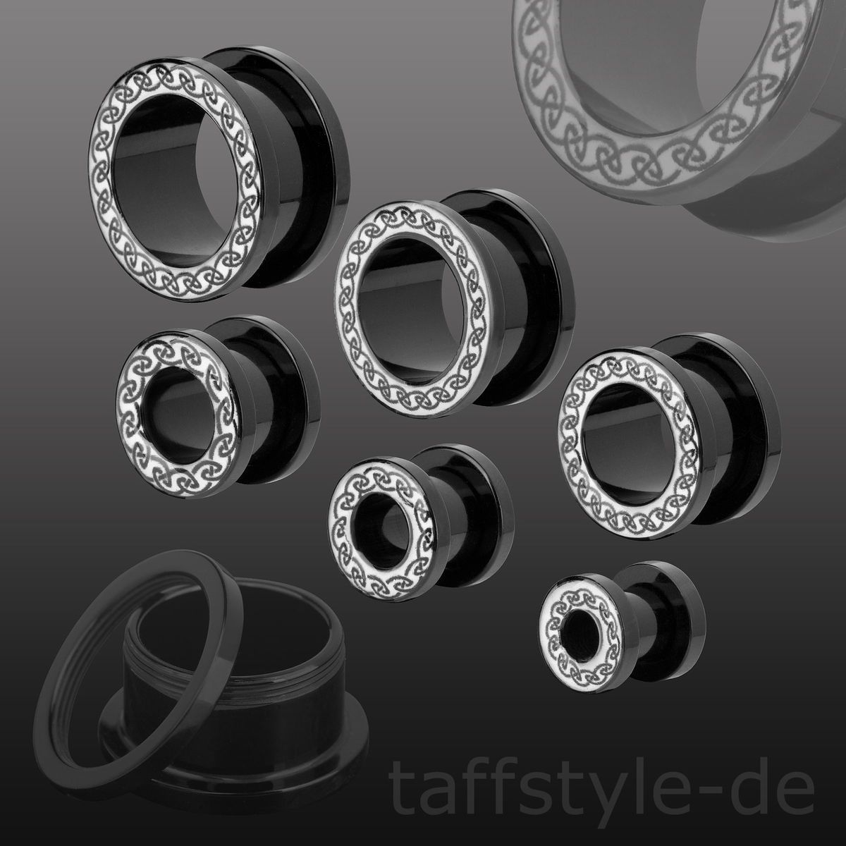 Flesh Tunnel Plug Piercing Celtic 6mm 16mm Keltische Muster # PTKM