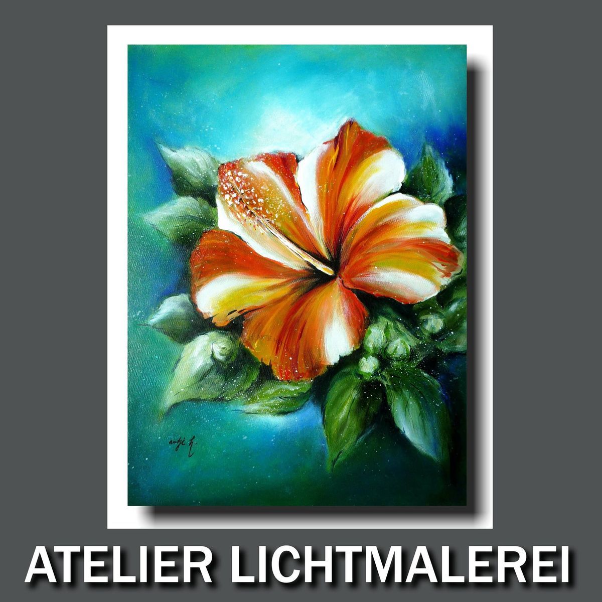 KUNST BILD LEINWAND Hibiskus Blüte ACRYL ORIGINAL glowing hibiscus