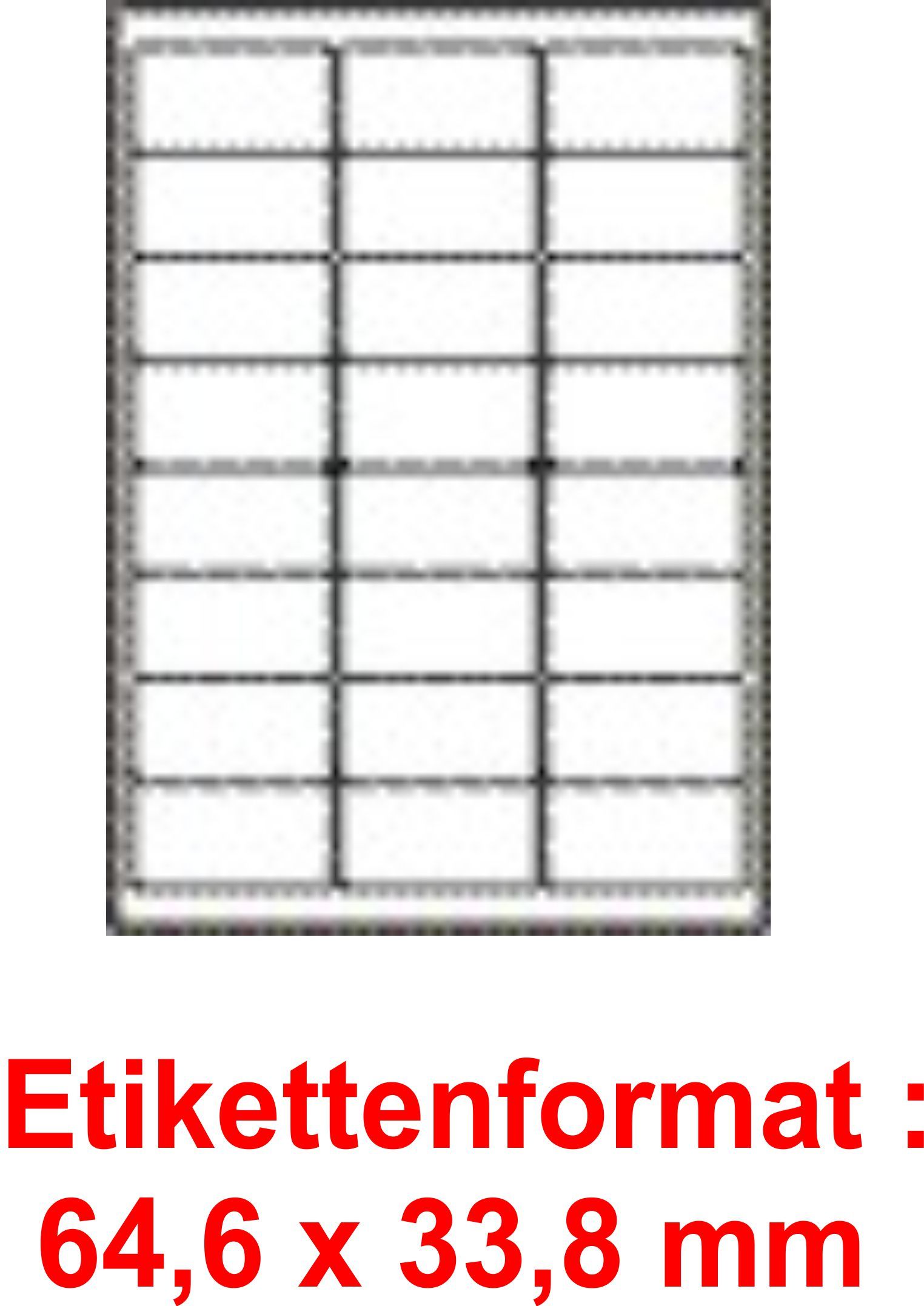 2400 DRUCKER ETIKETTEN 64,6x33,8mm Drucker Label Aufkleber weiß