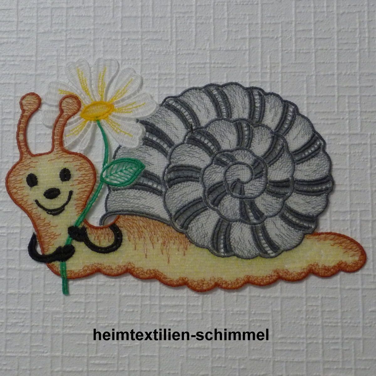 PLAUENER SPITZE Fensterbild FRÜHLING Fensterdekoration SCHNECKE