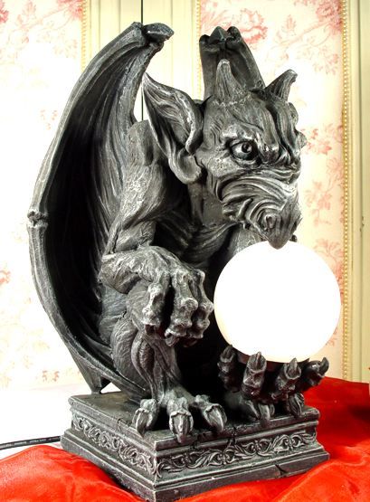 MYSTISCHE TISCHLAMPE GARGOYLE MITTELALTER GOTHIC