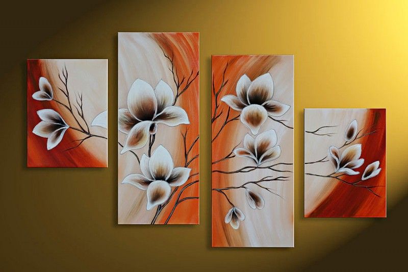 Magnolie M9   4 Bilder ca.120x80cm KOMPLETT Handgemalt