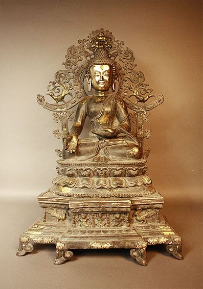 RATNASAMBHAVA BUDDHA STATUE BRONZE MESSING FIGUR SKULPTUR MONGOLEI