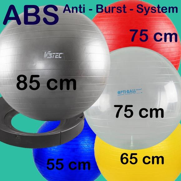 Gymnastikball Fitnessball Sitzball 55 65 75 85 cm in 5 Farben