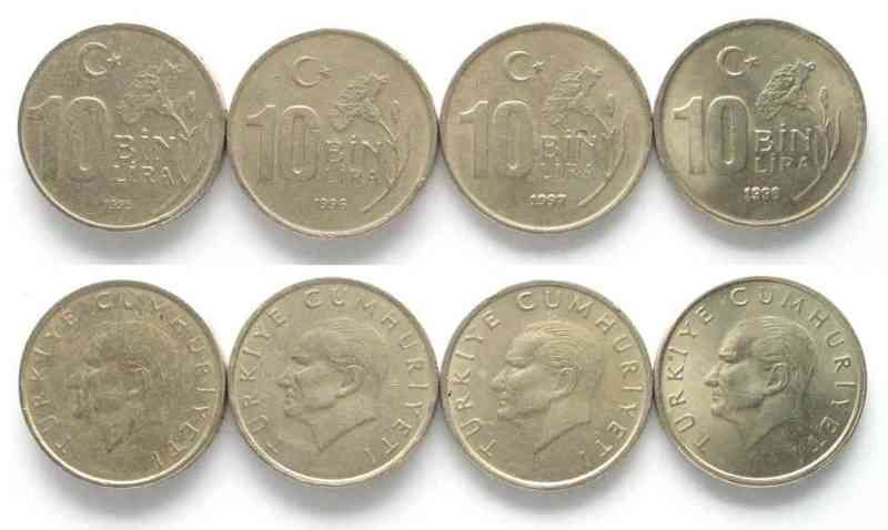 TURKEY TÜRKEI 10 Bin Lira 1995,96,97,98 # 61269