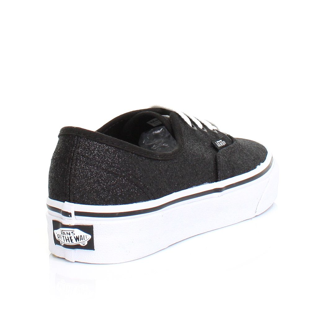 Damen Turnschuhe Vans Authentisch Schwarz Glitzer Schnürbar 36   41