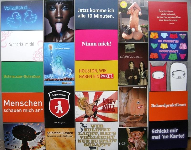 Set 4   50 Postkarten Werbekarten Edgarkarten Citycards Sprüche