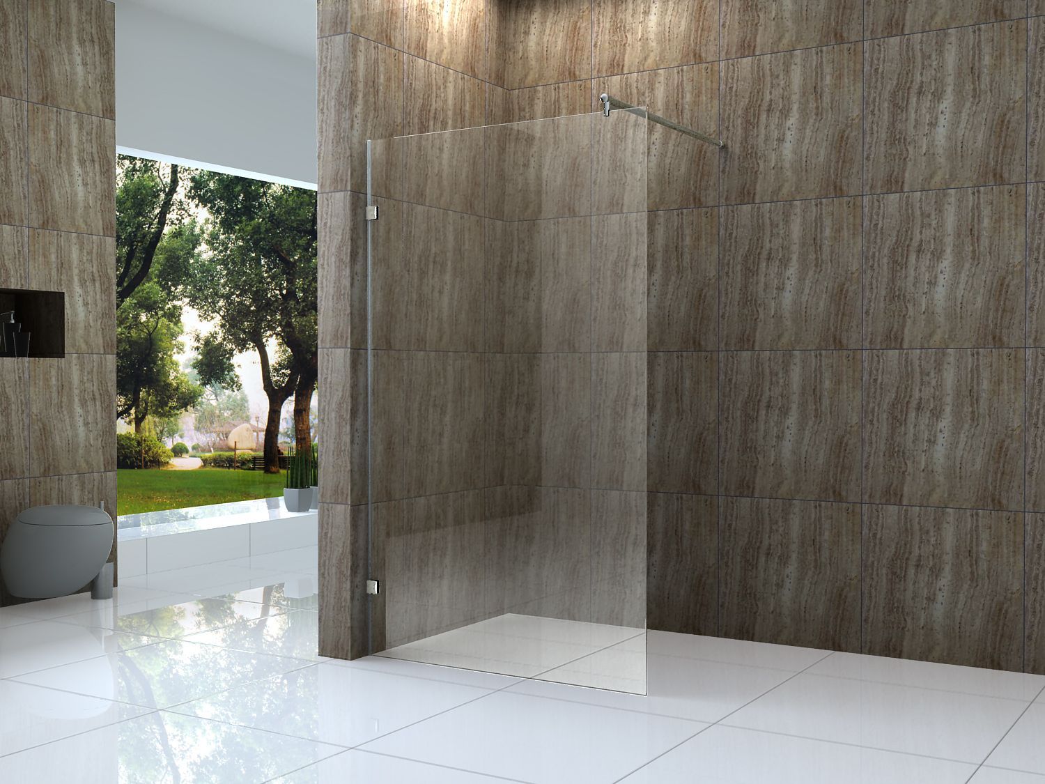 FIXO 120 x 200 cm Duschwand 10mm Glas Walk in Dusche Duschkabine