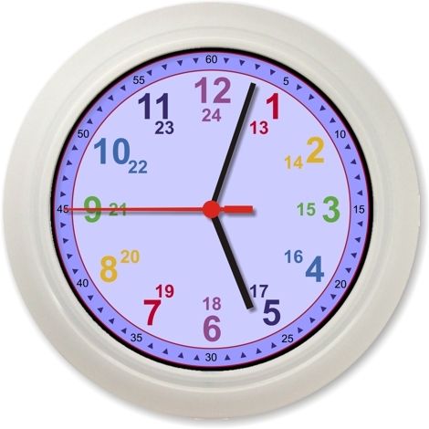 119 Wanduhr   Kinder Lern Uhr   Lernuhr 24h blau