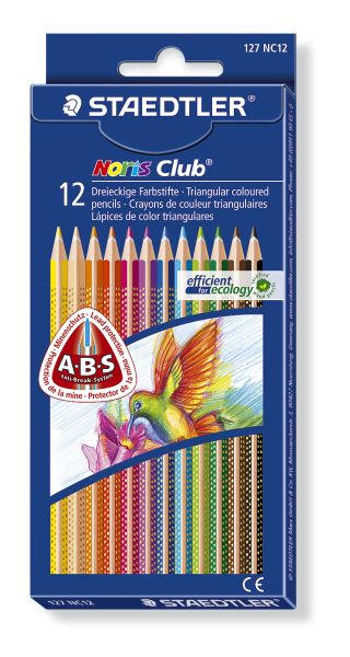 Noris Club Dreieckige Farbstifte Buntstifte 12 Stück 127 12