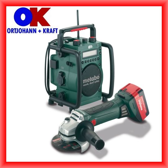 Metabo Akku Winkelschleifer W 18 LTX 125 + Akku Baustellenradio RC 14