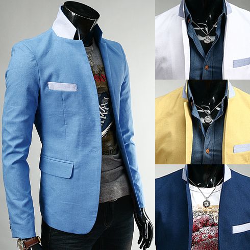 HAPPYMORI] Mens Premium Slim Fit Cotton Jacket Button Blazer HCR136