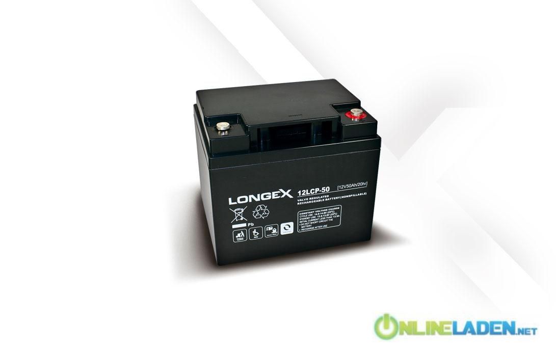 Longex 12LCP 50 / 12V   50Ah Blei Akku Zyklentyp AGM   Deep Cycle