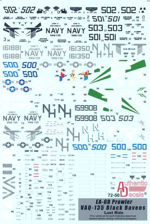 Decals 1/72 GRUMMAN EA 6B PROWLER VAQ 135 Black Ravens