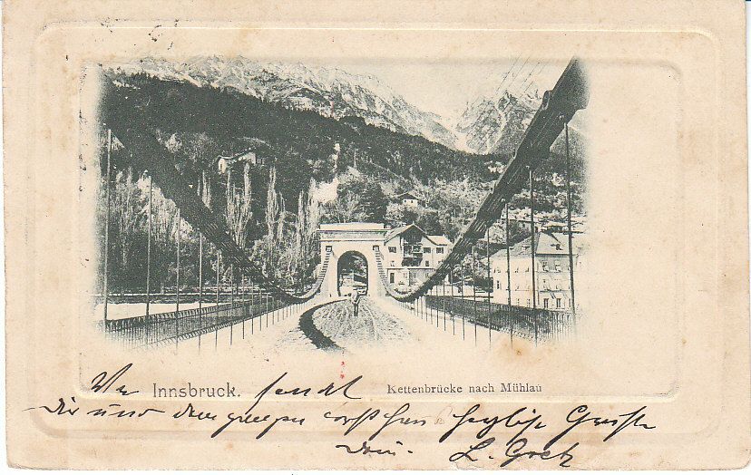 Innsbruck Kettenbrücke nach Mühlau gl1904 B3.153